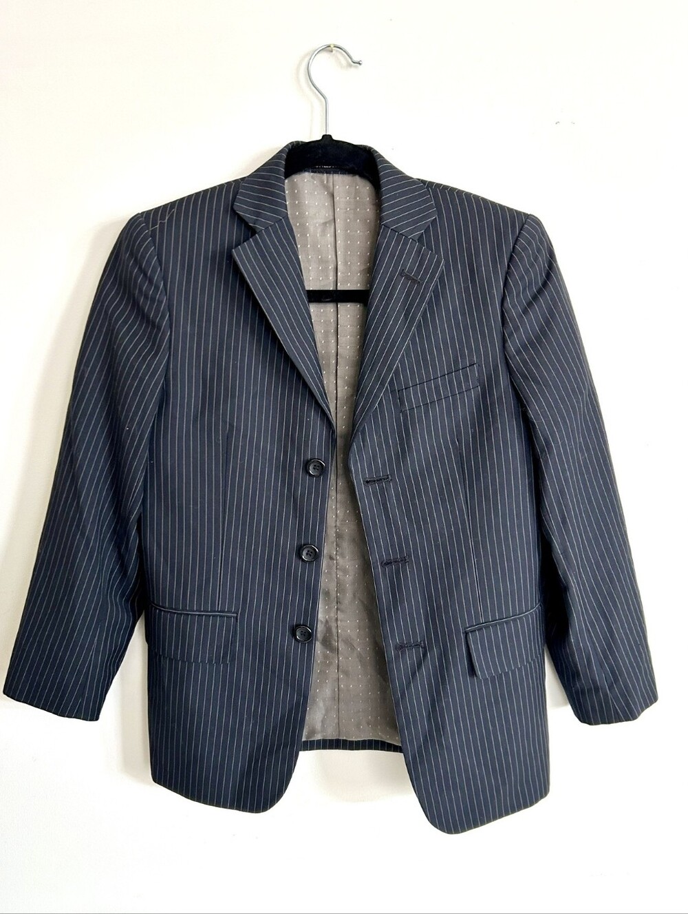 Cigliano Collezione Boys Pinstripe Suit Jacket Blazer Size 12 Dark Gray